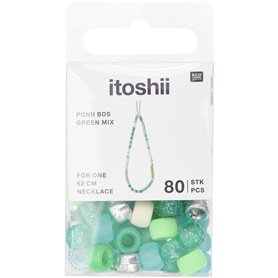 Itoshii pack 80 perles Ponii Vert mix