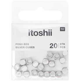 Itoshii pack de 20 perles Ponii cube couleur argent