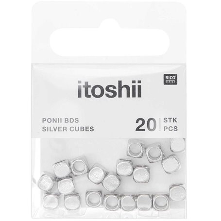 Itoshii pack de 20 perles Ponii cube couleur argent