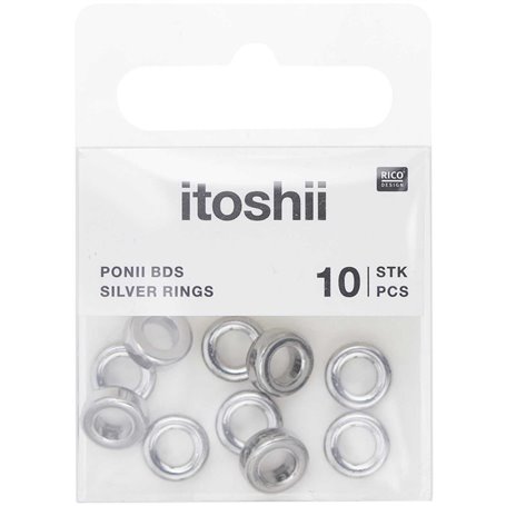 Itoshii pack 10 perles ponii anneau couleur argent