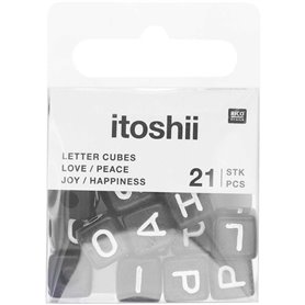 Itoshii pack 21 perles ponii noires love peace happiness joy