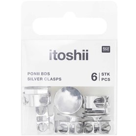 Itoshii pack de 6 claps de cordon argent