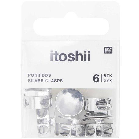 Itoshii pack de 6 claps de cordon argent