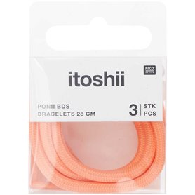 Itoshii pack 3 cordons 28cm orange pastel fluo