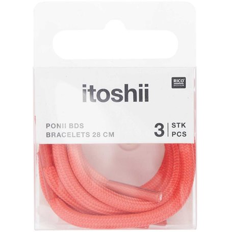 Itoshii pack 3 cordons 28cm rose fluo