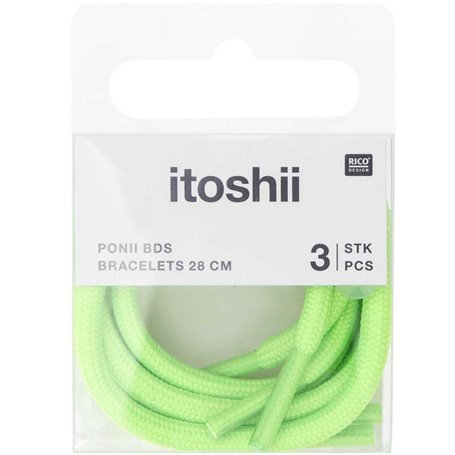 Itoshii pack 3 cordons 28cm vert fluo