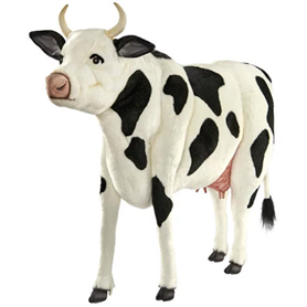 Hansa Peluche Geante Vache Noire et Blanche 92cmH 122cmL