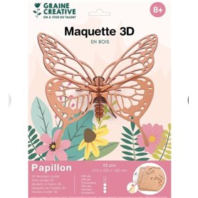 Papillon maquette 3D en bois