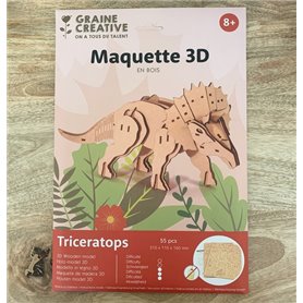 Triceratops maquette 3D en bois