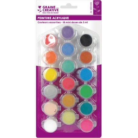 18 Minidoses Peinture acrylique 3ml