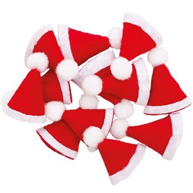 Mini bonnet de Pere Noel - 12 pcs