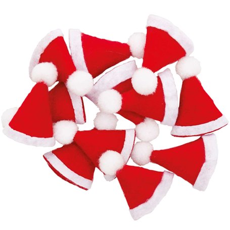 Mini bonnet de Pere Noel - 12 pcs