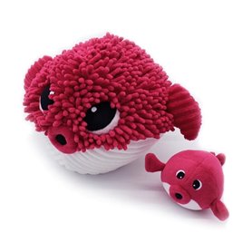 Peluche Gobetou le poisson globe maman et son bébé Betterave Les Ptipotos