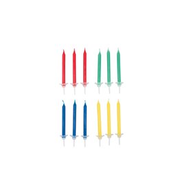 Kit Bougies basiques -  Bleu Vert Rouge Jaune 24 pcs