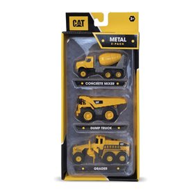 Pack de 3 engins de chantier en metal- betonniere