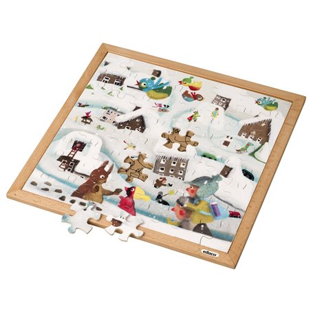 Puzzle en Bois - Puzzle de météo extrême - froid (64) - jeu Montessori