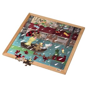 Puzzle en Bois - Puzzle de la météo extrême - Pluie (64) - jeu Montessori