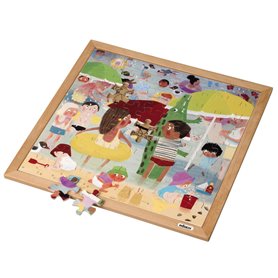 Puzzle en Bois - Puzzle de météo extrême - Canicule (81) - jeu Montessori