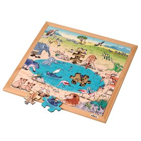 Puzzle en bois - la savane (49 pieces) - jeu Montessori