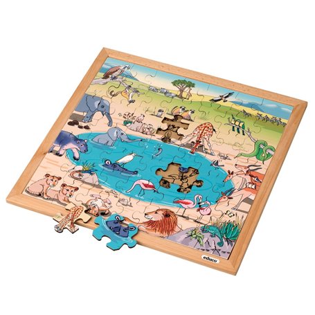 Puzzle en bois - la savane (49 pieces) - jeu Montessori