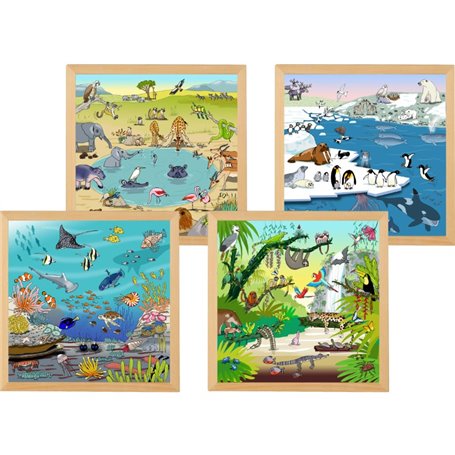 Puzzles - les habitats naturels - set de 4  puzzles - jeu Montessori