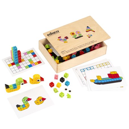 Apprendre les mathématiques - Verti-fix - construire du 2D au 3D - jeu Montessori