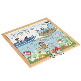 Puzzle en Bois - Nature & Climate Puzzle- soupe plastique - jeu Montessori