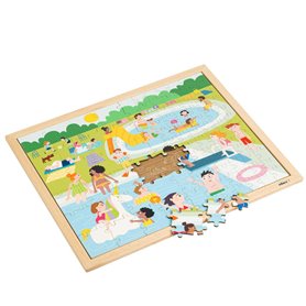 Puzzle en Bois - Puzzle ensemble - dans la piscine - jeu Montessori