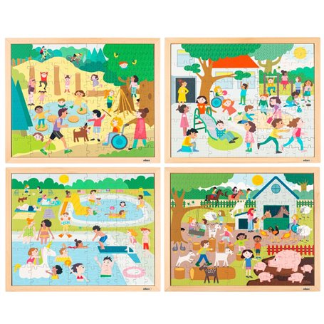 Puzzle en bois - Faire le puzzle ensemble - set de 4 - jeu Montessori