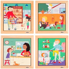 Puzzle en bois - Puzzle pour tout-petits - lot de 4 - jeu Montessori