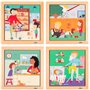 Puzzle en bois - Puzzle pour tout-petits - lot de 4 - jeu Montessori