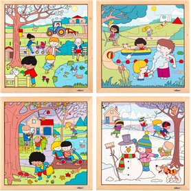 Puzzle en bois - Puzzle les saisons- le lot de 4 puzzles - jeu Montessori