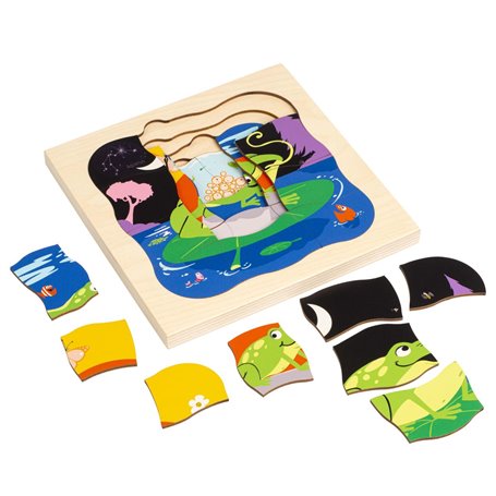 Puzzle en Bois - la vie de la grenouille - jeu Montessori