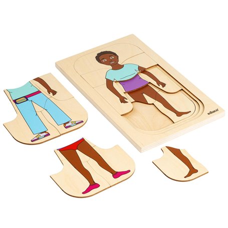 Puzzle en Bois - habiller la fille - jeu Montessori