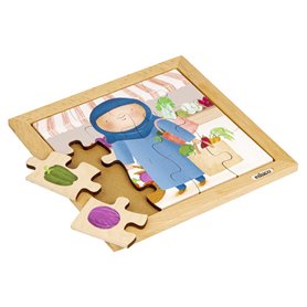 Puzzle en Bois - Mon sac à provisions - légumes - jeu Montessori