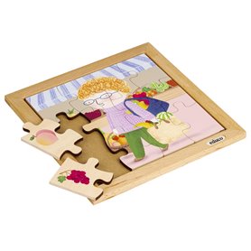 Puzzle en Bois - Mon sac à provisions - Fruit - jeu Montessori