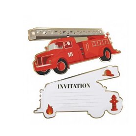 lot de 8 invitations pompiers