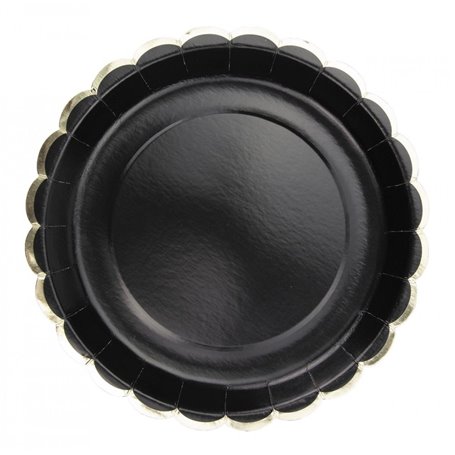 Assiette festonee 23cm Noir et Or