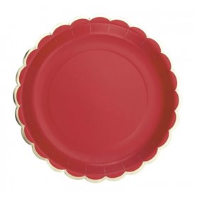 Assiettes Festonnees Rouges et or