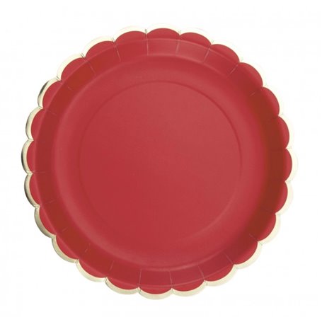 Assiettes Festonnees Rouges et or