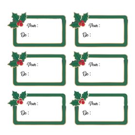 Mes 12 petites etiquettes adhesives houx de noel