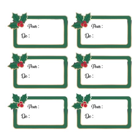 Mes 12 petites etiquettes adhesives houx de noel