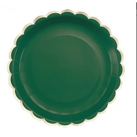 Assiettes Festonnees 23cm Vert Jungle et or