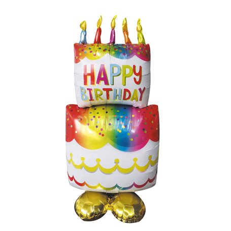 Ballon mylar Birthday cake multicolore