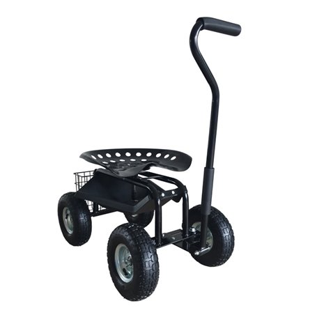 Siege roulant pour jardin noir AG22 Rolling Garden Seat Black