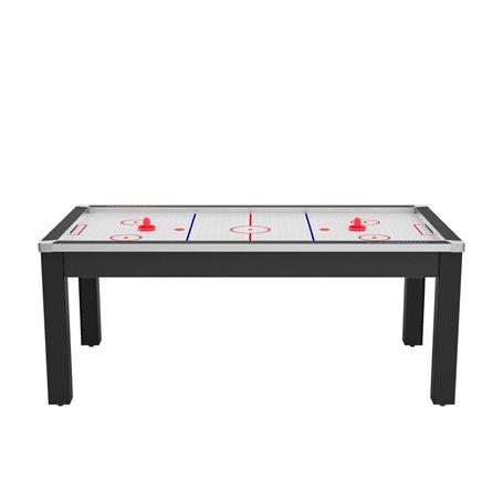 Air Hockey Nord convertible en table à manger - 8 personnes -  noir grainé surface blanche