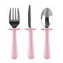 Set de 3 couverts ergonomiques rose inox