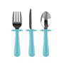 Set de 3 couverts ergonomiques turquoise inox