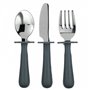 Set de 3 couverts ergonomiques gris inox