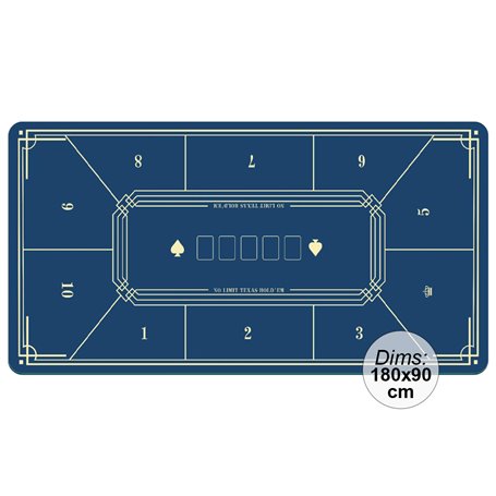 Tapis de poker rectangulaire 180x90cm - Bleu nuit